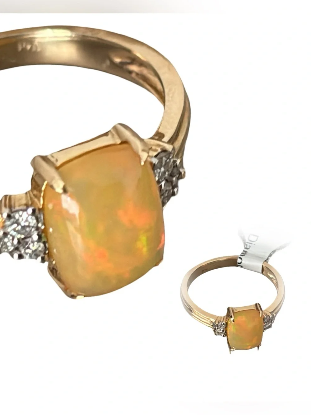 Exquisite 14k Gold Opal and Diamond Ring